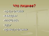 Что лишнее? -треугольник -квадрат -площадь -круг -прямоугольник