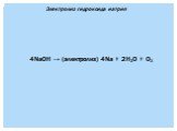 4NaOH → (электролиз) 4Na + 2H₂O + O₂. Электролиз гидроксида натрия