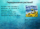 Передвижение растений. Растения тоже способны к движению, но, в отличие от животных, у них перемещается не весь организм, а только его отдельные органы и их части. Цветки одуванчика раскрываются при ярком солнечном свете. В сумерки и при дожде они закрываются