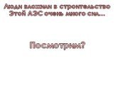 Люди вложили в строительство Этой АЭС очень много сил... Посмотрим?