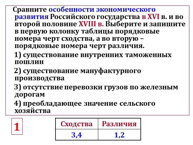 Выберите черты сходства и черты различия