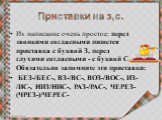 Приставки на з,с. Их написание очень простое: перед звонкими согласными пишется приставка с буквой З, перед глухими согласными - с буквой С. Обязательно запомните эти приставки:  БЕЗ-/БЕС-, ВЗ-/ВС-, ВОЗ-/ВОС-, ИЗ-/ИС-, НИЗ/НИС-, РАЗ-/РАС-, ЧЕРЕЗ-(ЧРЕЗ-)/ЧЕРЕС-