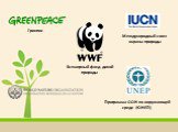 Гринпис. Всемирный фонд дикой природы. Программа ООН по окружающей среде  (ЮНЕП). Международный союз охраны природы