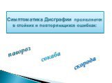 Симптоматика Дисграфии проявляется в стойких и повторяющихся ошибках: павороз сокаба скорода