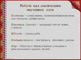 Работа над лексическим значением слов. Плотина – сооружение, перегораживающее реку для подъема уровня воды. Наводили  (мост) – создавали что-то новое, строили. Жёлуди – плоды дуба. Поднатужился – постарался, приложил усилия. Пир – богатое и торжественное угощение с приглашением многих гостей.