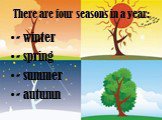 There are four seasons in a year: - winter - spring - summer - autumn