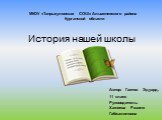 История нашей школы. МКОУ «Танрыкуловская СОШ» Альменевского района Курганской области. Автор: Гаитов Эдуард, 11 класс Руководитель: Хажеева Разиля Габжалиловна