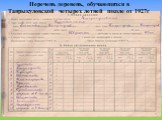 Перечень деревень, обучающихся в Танрыкуловской четырех летней школе от 1927г