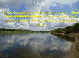 ока. Самая большая река Московской области – Ока. Она протекает в пределах Подмосковья только на протяжении 176 км, заходя в нашу область на юге.