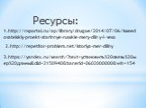 Ресурсы: 1.http://nsportal.ru/ap/library/drugoe/2014/07/06/isseed ovatelskiy-proekt-starinnye-russkie-mery-dliny-i-vesa. 2.http://repetitor-problem.net/istoriya-mer-dliiny. 3.https://yandex.ru/search/?text=установить%20связь%20мер%20длины&clid=2150940&banerid=0602000000&win=154