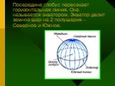Посередине глобус пересекает горизонтальная линия. Она называется экватором. Экватор делит земной шар на 2 полушария – Северное и Южное.