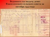 Ведомость на выдачу денег Власихинского сельского совета за октябрь 1942 года