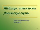 Таблицы истинности. Логические схемы. Урок информатики. 10 класс.