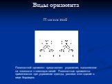 Виды орнамента Плоскостной. Плоскостной орнамент представляет украшение, выполненное на плоскости с помощью линий. Плоскостные орнаменты применяются при украшении одежды, росписи стен зданий в виде бордюров.