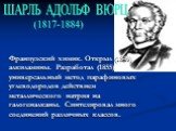 Французский химик. Открыл (1849) алкиламины. Разработал (1855) универсальный метод парафиновых углеводородов действием металлического натрия на галогеналканы. Синтезировал много соединений различных классов. ШАРЛЬ АДОЛЬФ ВЮРЦ (1817-1884)