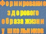 Формирование здорового образа жизни у школьников