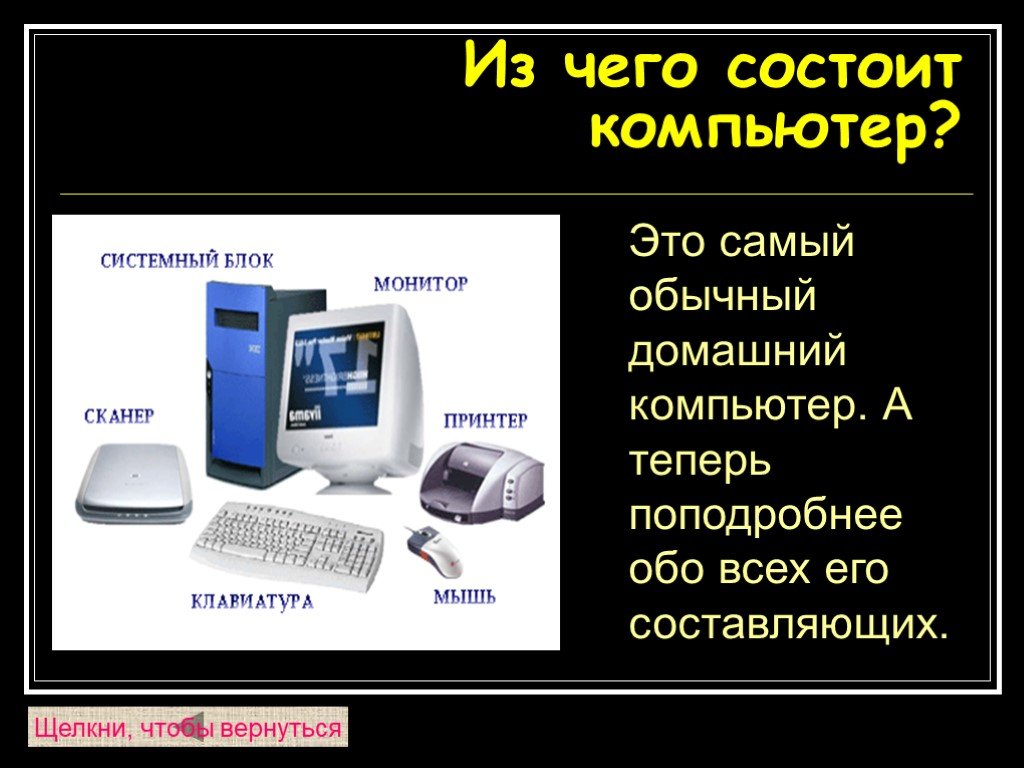 Презентация по теме из чего состоит компьютер