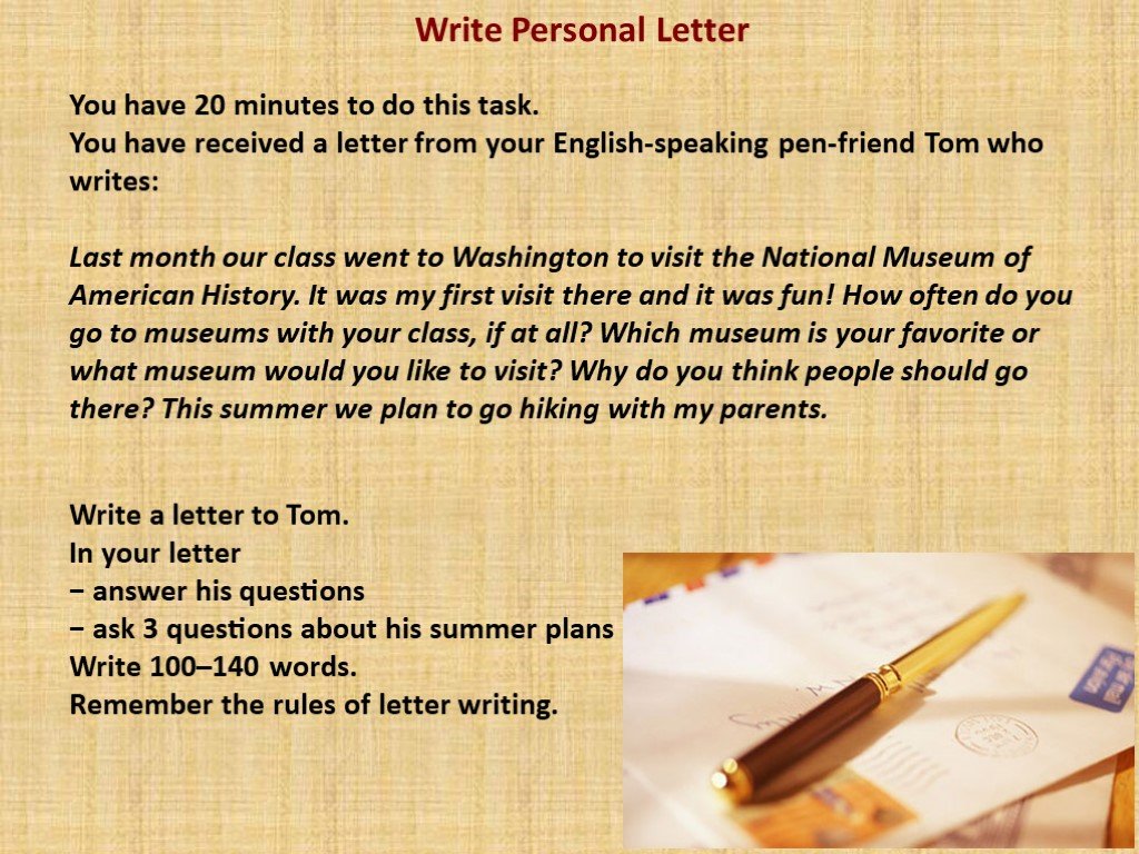 Write a letter task