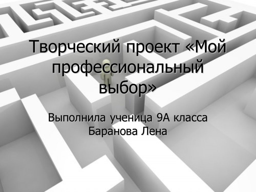 Творческий проект по технологии 8 класс мой профессиональный выбор готовый