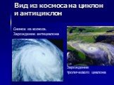 Вид из космоса на циклон и антициклон. Снимок из космоса. Зарождение антициклона. Зарождение тропического циклона