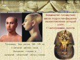 Тутанхамон был ростом 165 - 170 см, c мягкими чертами лица, большими глазами и вытянутой затылочной частью головы. Знаменитая посмертная маска подростка-фараона, на изготовление которой ушло 11 килограммов золота.