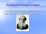 Основополагающий вопрос: Что является основой человеческого общества по мнению Л.Н.Толстого?