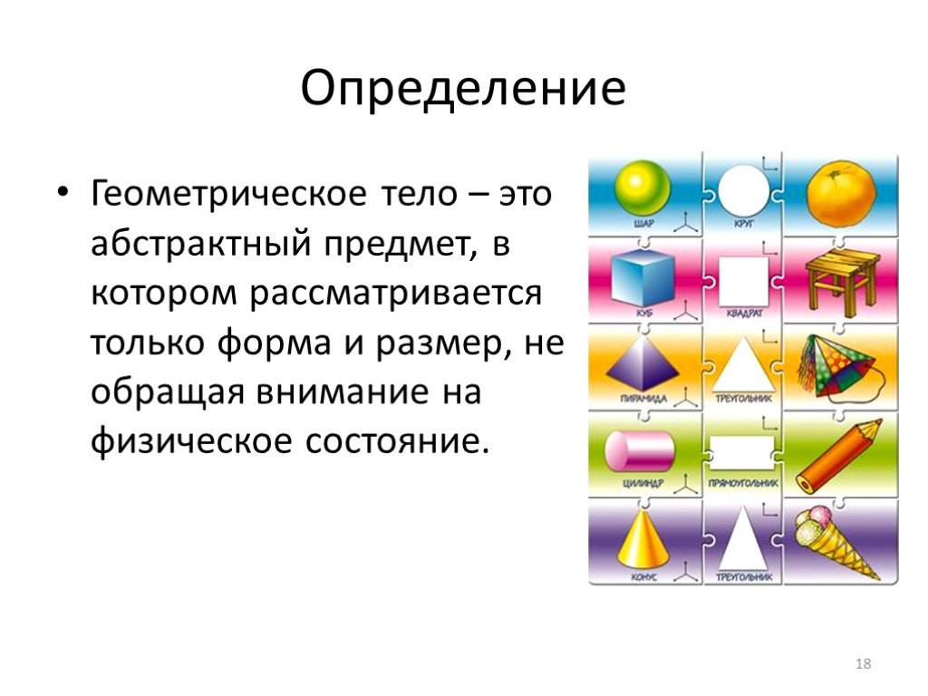 Геометрические определения. Геометрические тела. Определите геометрические тела. Геометрические тела являются объектами. Измерения геометрических тел.