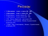 Ресурсы. 1. «Иностранные языки ы школе»,№6 2003. 2.«Иностранные языки ы школе»,№3 2001. 3.«Иностранные языки ы школе»,№4 1999. 4. «Иностранные языки ы школе»,№5 1999. 5. Е.И. Пассов «Здравствуй, мир чтения!»,1993. 6.И.-В.Гёте Стихотворения, Москва «Художественная литература»,1979. 7. Генрих Гейне Ст