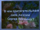 В чём притягательная сила поэзии Сергея Есенина?