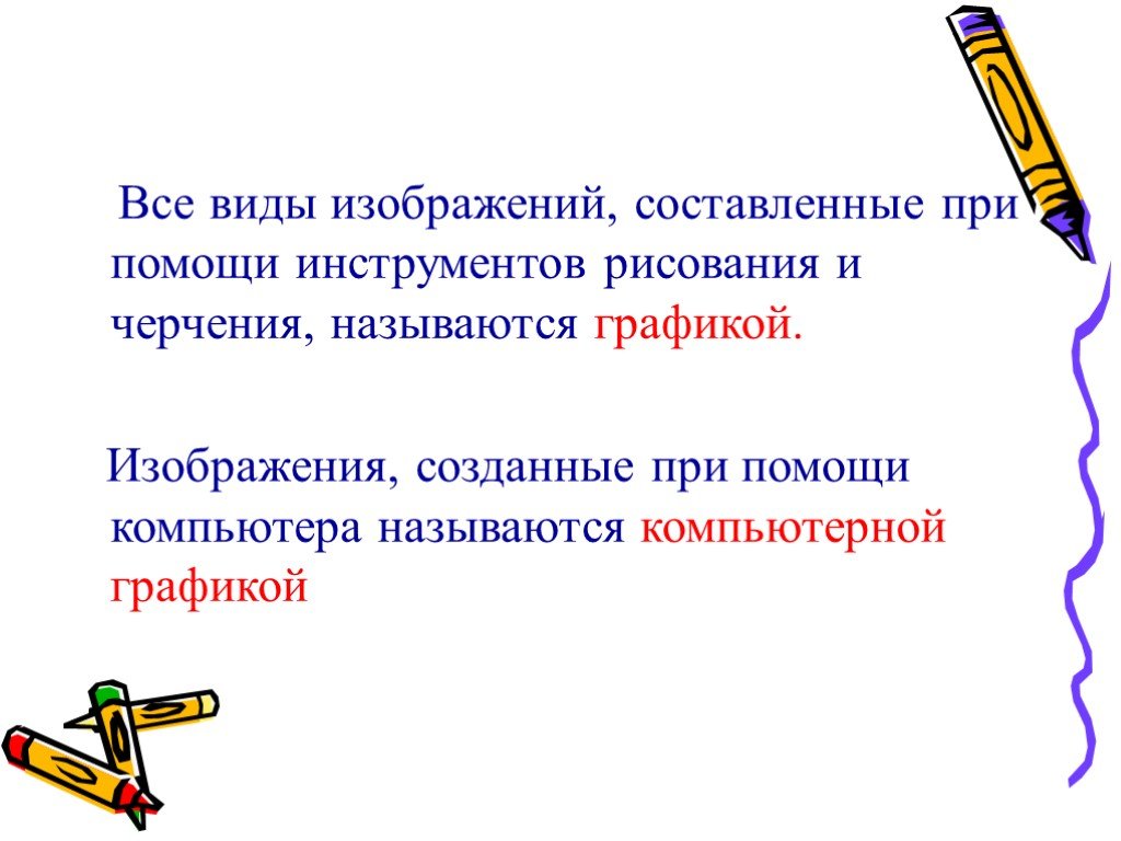 Как называются виды изображений составленные при помощи инструментов рисования и черчения