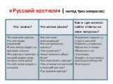 «Русский костюм» ( метод трех вопросов)