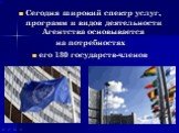 Сегодня широкий спектр услуг, программ и видов деятельности Агентства основывается на потребностях его 130 государств-членов