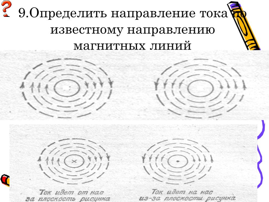 По рисунку определите как направлены магнитные линии