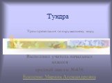 Тундра. Выполнил учитель начальных классов средней школы №436 Есипенко Марина Александровна. Урок-презентация по окружающему миру