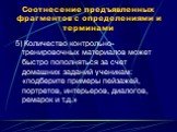 5) Количество контрольно-тренировочных материалов может быстро пополняться за счет домашних заданий ученикам: «подберите примеры пейзажей, портретов, интерьеров, диалогов, ремарок и т.д.»