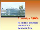 1 ноября 1905г Распутин впервые появился в Царском Селе