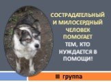 Сострадательный и милосердный человек помогает тем, кто нуждается в помощи! III группа