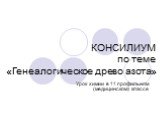 КОНСИЛИУМ по теме «Генеалогическое древо азота». Урок химии в 11 профильном (медицинском) классе