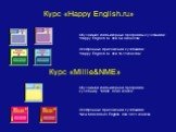 Курс «Happy English.ru». Обучающие компьютерные программы к учебникам “Happy English.ru” для 5 и 6 классов; Электронные приложения к учебникам “Happy English.ru” для 10-11 классов; Обучающая компьютерная программа к учебнику “Millie” для 4 класса; Электронные приложения к учебникам “New Millennium E