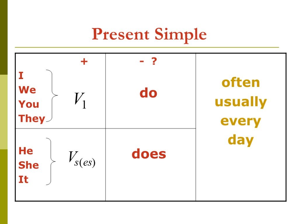 Present simple картинка для детей