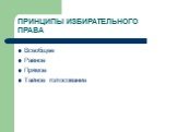 ПРИНЦИПЫ ИЗБИРАТЕЛЬНОГО ПРАВА. Всеобщее Равное Прямое Тайное голосование