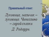 Луковица, мальчик – луковица. Чиполлино – герой сказки Д. Родарри.