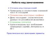 Работа над замечаниями. Уточнен ряд определений Приведены в соответствие основной текст и глоссарий Поправлены некоторые графики Даны последние статистические данные по российской экономике Устранены опечатки Удовлетворены все требования саннадзора (шрифт, интервалы и др.). Практически все замечания