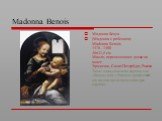 Madonna Benois. Мадонна Бенуа (Мадонна с ребенком) Madonna Benois 1478 - 1480 48х31,5 см Масло, перенесенное с доски на холст Эрмитаж, Санкт-Петербург, Россия Такие наименования картин, как «Бенуа» или «Литта» происходят от имени прежних владельцев картин.