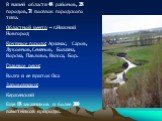 В нашей области 48 районов, 28 городов, 71 посёлок городского типа. Областной центр – г.Нижний Новгород Крупные города: Арзамас, Саров, Лукоянов, Семёнов, Балахна, Ворсма, Павлово, Выкса, Бор. Главные реки: Волга и её приток Ока Заповедники: Керженский Ещё 18 заказников и более 300 памятников природ