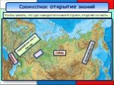 Совместное открытие знаний. Чтобы указать, что где находится в нашей стране, её делят на части. Европейская часть России. Кавказ Урал Сибирь Дальний Восток