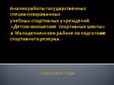 Анализ работы государственных специализированных учебных спортивных учреждений «Детско-юношеские спортивные школы» в Молодечненском районе по подготовке спортивного резерва. 2005-2010 годы