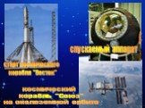 космический корабль "Союз" на околоземной орбите. старт космического корабля "Восток". спускаемый аппарат