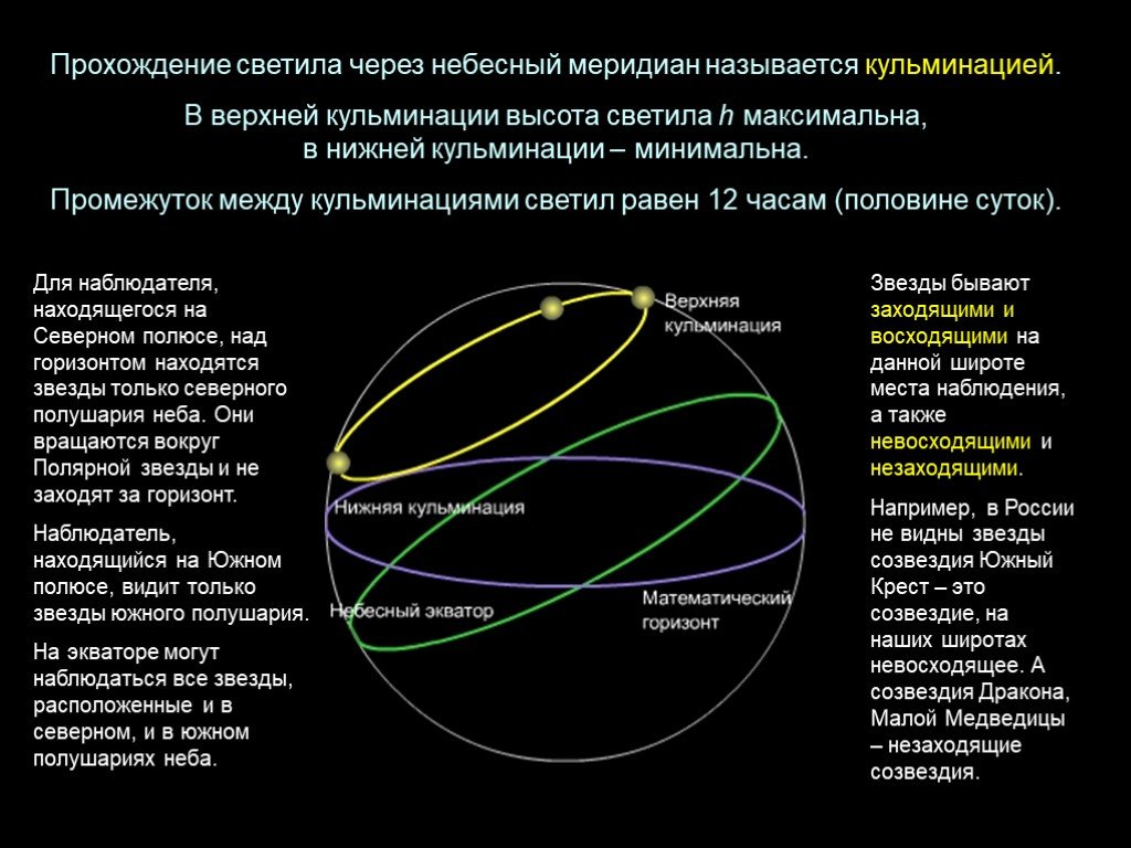 Видимое движение звезд на различных географических широтах презентация 11 класс