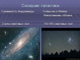 Соседние галактики. Туманность Андромеды Большое и Малое Магеллановы облака 2 млн световых лет 150 000 световых лет
